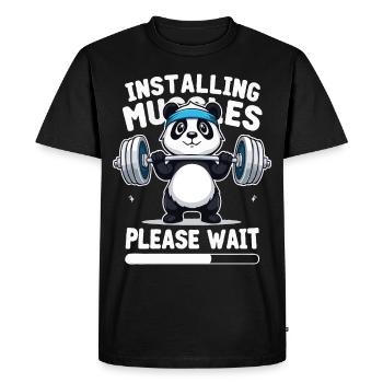 Panda Training Muscles Fitness Shirt - Men's Premium Organic T-Shirt - black - Front - Nico (187cm)