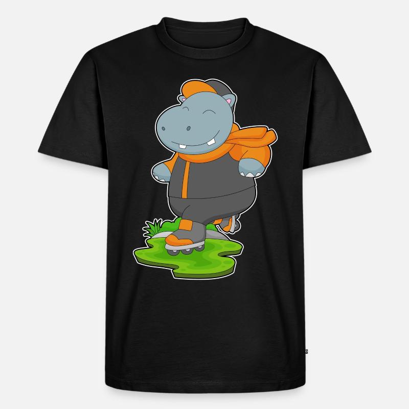 Nilpferd Inline skating Rollschuhe - Männer Premium Bio T-Shirt - Schwarz