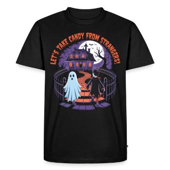 Bonbons d’inconnus - Amusement d’Halloween ! - T-shirt Premium bio Homme - noir - Devant - Nico (187cm)