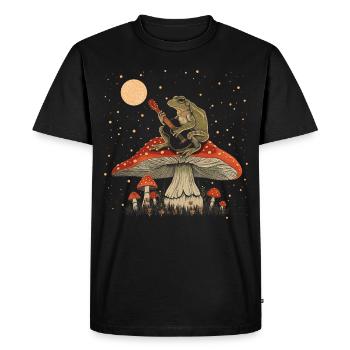 Cottagecore Aesthetic Frog Playing Guitar Pil - Men's Premium Organic T-Shirt - black - Front - Nico (187cm)