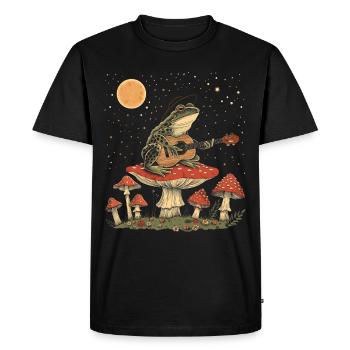 Cottagecore Aesthetic Frog Guitar Mushroom Witchy - Men's Premium Organic T-Shirt - black - Front - Nico (187cm)