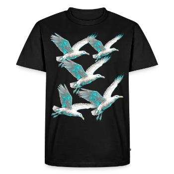 maritime, mouettes, mouettes, côte, mer du Nord, mer Baltique - T-shirt Premium bio Homme - noir - Devant - Nico (187cm)