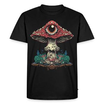 Cottagecore Weirdcore Aesthetic Mushroom Eyeball C - Men's Premium Organic T-Shirt - black - Front - Nico (187cm)