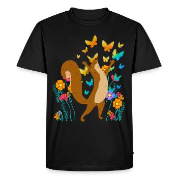 Fleurs d’écureuil Papillons Enfant Enfants Bébé - T-shirt Premium bio Homme - noir - Devant - Nico (187cm)