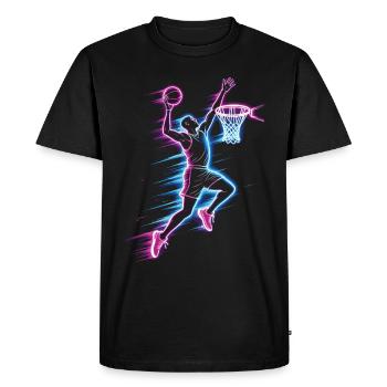 basket-ball, joueur de basket-ball, joueur de basket-ball, dunk - T-shirt Premium bio Homme - noir - Devant - Nico (187cm)