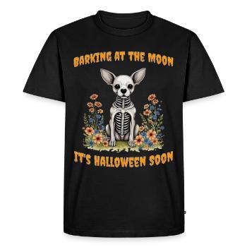 Aboyer à la lune, c’est bientôt Halloween - T-shirt Premium bio Homme - noir - Devant - Nico (187cm)