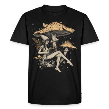 Cottagecore esthétique fée livre champignon sorcière fée - T-shirt Premium bio Homme - noir - Devant - Nico (187cm)