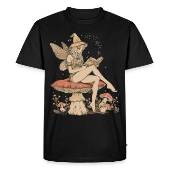 Cottagecore esthétique fée livre champignon sorcière fée - T-shirt Premium bio Homme - noir - Devant - Nico (187cm)