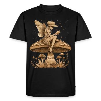 Cottagecore esthétique fée livre champignon sorcière fée - T-shirt Premium bio Homme - noir - Devant - Nico (187cm)