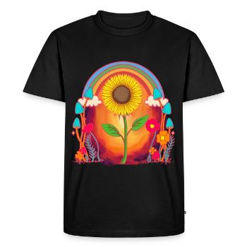 Tournesol Nature Fleur Amoureux de la Nature - T-shirt Premium bio Homme - noir - Devant - Nico (187cm)