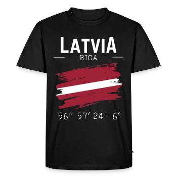 Drapeau de la Lettonie Souvenir Riga Capitale Lettonie - T-shirt Premium bio Homme - noir - Devant - Nico (187cm)