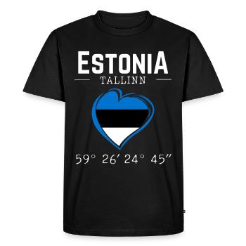 Drapeau souvenir de l’Estonie Capitale Tallinn - T-shirt Premium bio Homme - noir - Devant - Nico (187cm)