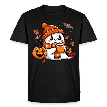 Halloween, Fête d’Halloween, Café, Thé - T-shirt Premium bio Homme - noir - Devant - Nico (187cm)