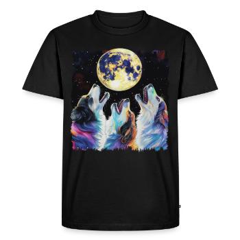 Chien de berger australien Lune hurlante - T-shirt Premium bio Homme - noir - Devant - Nico (187cm)