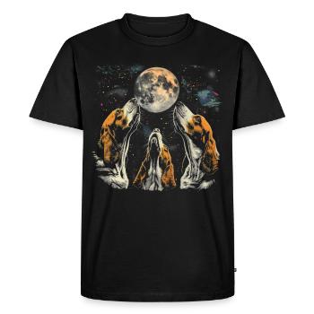 Basset Hound Chien Lune Hurlante - T-shirt Premium bio Homme - noir - Devant - Nico (187cm)