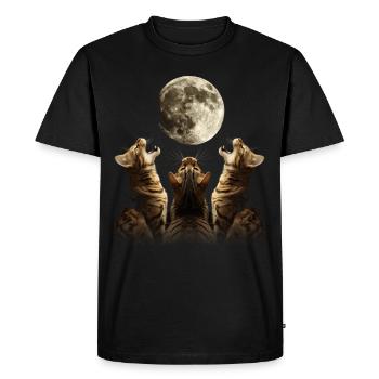 Bengal Cat Howling Moon - Men's Premium Organic T-Shirt - black - Front - Nico (187cm)
