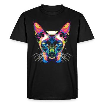 Chat siamois Popart - T-shirt Premium bio Homme - noir - Devant - Nico (187cm)
