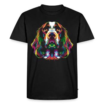 Springer Épagneul Chien Popart - T-shirt Premium bio Homme - noir - Devant - Nico (187cm)