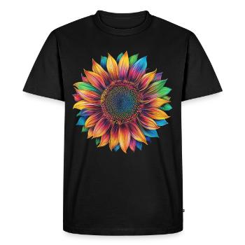 Fleur de tournesol Popart - T-shirt Premium bio Homme - noir - Devant - Nico (187cm)