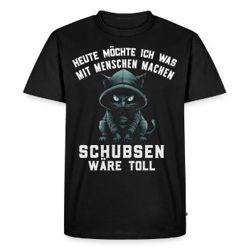Cat, Irony, Funny, Work, Funny, Sarcasm, Antisocial - Men's Premium Organic T-Shirt - black - Front - Nico (187cm)