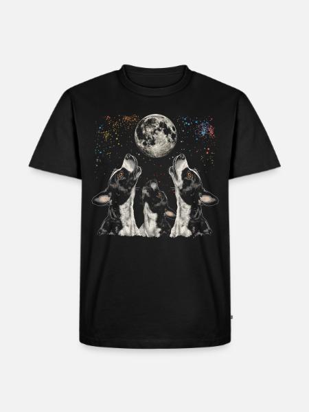 Boston Terrier Dog Howling Moon - Men's Premium Organic T-Shirt - black