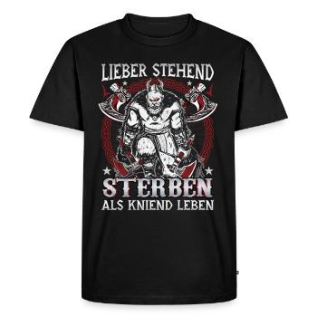Mieux vaut mourir debout que de vivre à genoux - T-shirt Premium bio Homme - noir - Devant - Nico (187cm)