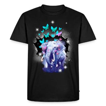 Eléphant Eléphants Papillons Insectes Enfants - T-shirt Premium bio Homme - noir - Devant - Nico (187cm)