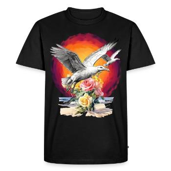 Seagulls Seagull Seagulls Maritime Sunset - Men's Premium Organic T-Shirt - black - Front - Nico (187cm)
