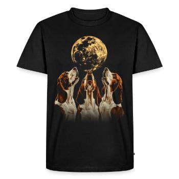 Basset Hound Chien Lune Hurlante - T-shirt Premium bio Homme - noir - Devant - Nico (187cm)