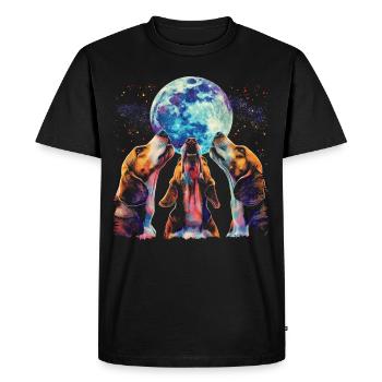 Beagle Dog Howling Moon - Men's Premium Organic T-Shirt - black - Front - Nico (187cm)
