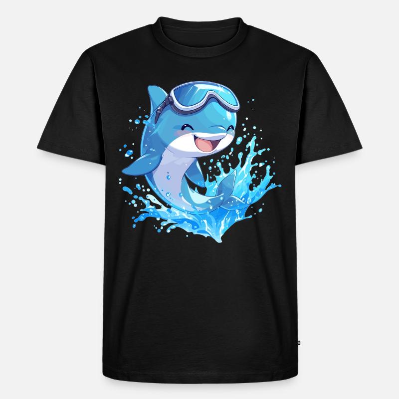 Dolphin Delfine Delfin - Männer Premium Bio T-Shirt - Schwarz