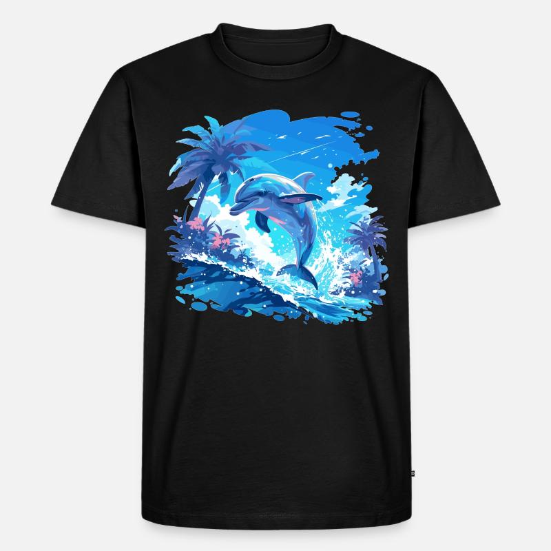 Dolphin Delfine Delfin - Männer Premium Bio T-Shirt - Schwarz