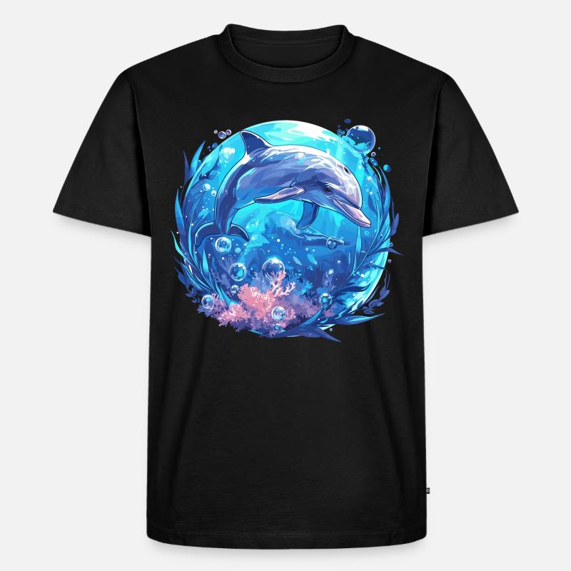 Dolphin Delfine Delfin - Männer Premium Bio T-Shirt - Schwarz