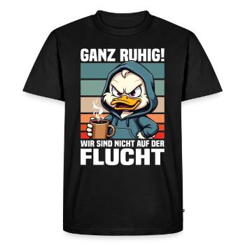 Du calme! Nous ne sommes pas en fuite - T-shirt Premium bio Homme - noir - Devant - Nico (187cm)