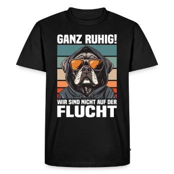 Du calme! Nous ne sommes pas en fuite - T-shirt Premium bio Homme - noir - Devant - Nico (187cm)