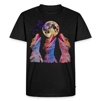 Crested Lizard Howling Moon - Men's Premium Organic T-Shirt - black - Front - Nico (187cm)