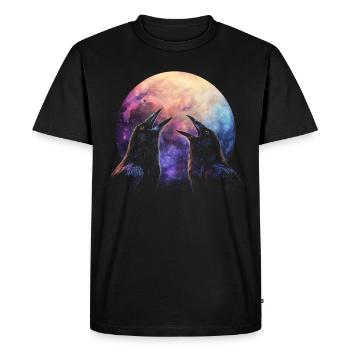 Crow Raven Howling Moon - Men's Premium Organic T-Shirt - black - Front - Nico (187cm)