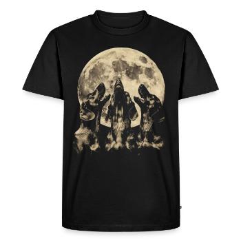 Dachshund Dog Howling Moon - Men's Premium Organic T-Shirt - black - Front - Nico (187cm)