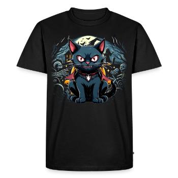 Chat noir d’Halloween en vampire - T-shirt Premium bio Homme - noir - Devant - Nico (187cm)