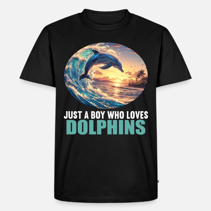 Dolphin Delfine Delfin - Männer Premium Bio T-Shirt - Schwarz