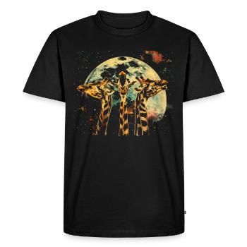 Giraffe Animal Howling Moon - Men's Premium Organic T-Shirt - black - Front - Nico (187cm)