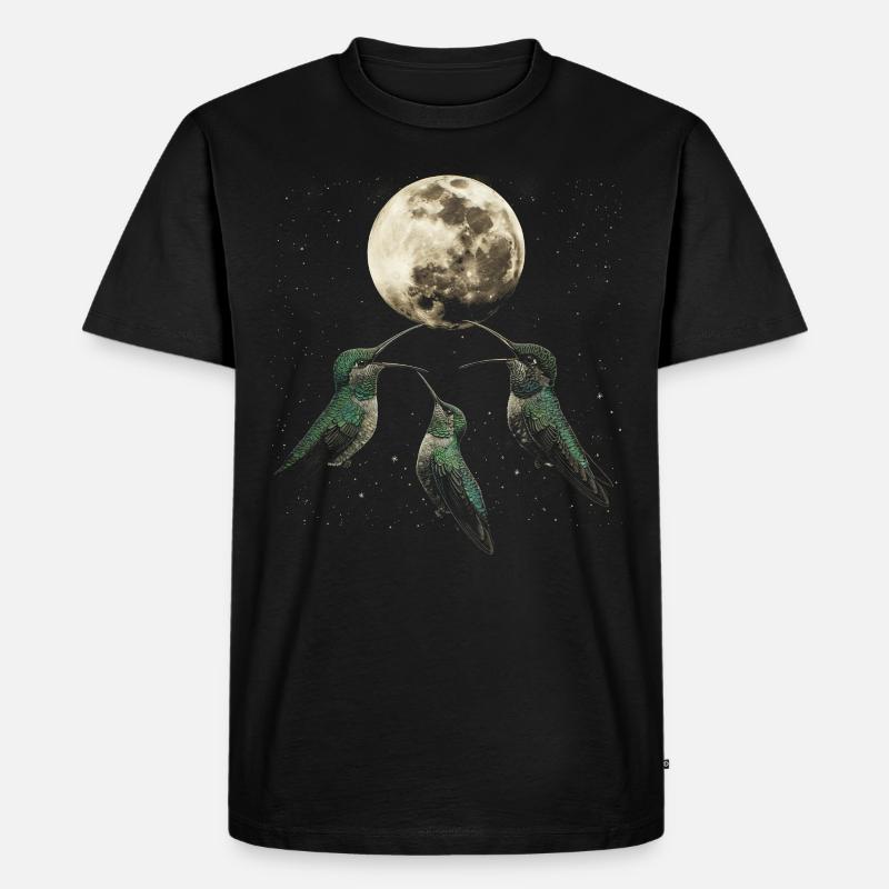 Kolibri Vogel Heulender Mond - Männer Premium Bio T-Shirt - Schwarz