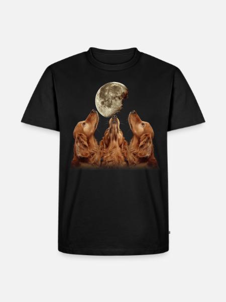 Setter Irlandais Chien Lune Hurlante - T-shirt Premium bio Homme - noir