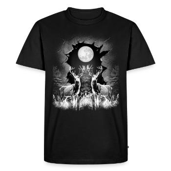 Cerf, cerf, animaux de la forêt, mystique, chevreuil, faon - T-shirt Premium bio Homme - noir - Devant - Nico (187cm)