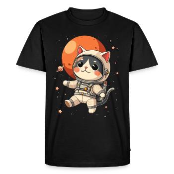 Cat, Space, Astronaut, Space, Kawaii - Men's Premium Organic T-Shirt - black - Front - Nico (187cm)