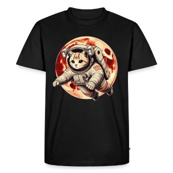Cat, Space, Astronaut, Space, Kawaii - Men's Premium Organic T-Shirt - black - Front - Nico (187cm)