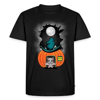 Chauve-souris citrouille maison Halloween enfant enfants - T-shirt Premium bio Homme - noir - Devant - Nico (187cm)