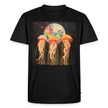 Jellyfish Ocean Howling Moon - Men's Premium Organic T-Shirt - black - Front - Nico (187cm)