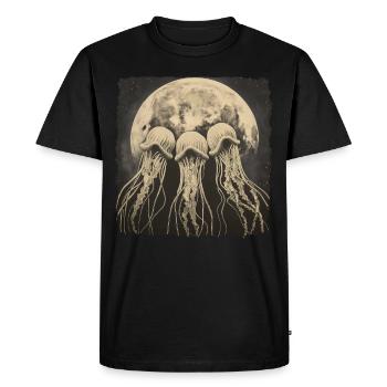 Jellyfish Ocean Howling Moon - Men's Premium Organic T-Shirt - black - Front - Nico (187cm)
