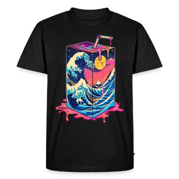 Carton de lait japonais Kawaii Grande vague de Kana - T-shirt Premium bio Homme - noir - Devant - Nico (187cm)